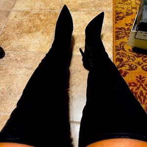 Aldo OTK Black Suede Boots 7.5